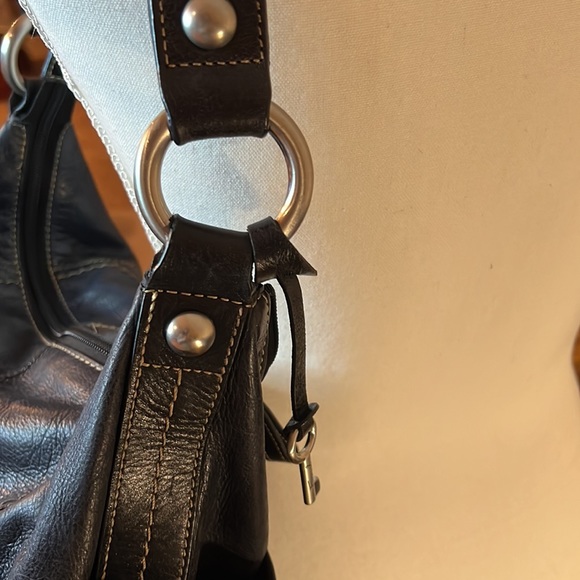 FOSSIL LEATHER BLACK SHOULDER BAG - Picture 6 of 11